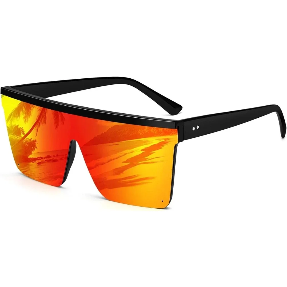 OVERSIZED RETRO MODERN SHIELD Style Party Club SUN GLASSES Large Big‎ Red Lentes